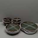 Stoneware Dinnerware Sets Service for 4, 12 pcs Reactive Glaze Plates and Bowls Sets, Handmade Ceramic Dish Set, Highly Chip and Crack Resistant Modern Plate Set, Brown Green