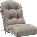 QILLOWAY Outdoor High Back Chair Cushion for Adirondack, All Weather Rocking Chair Cushions Thick Padded Replacement for Patio Furniture,Tan, Grey, 48in x 20in
