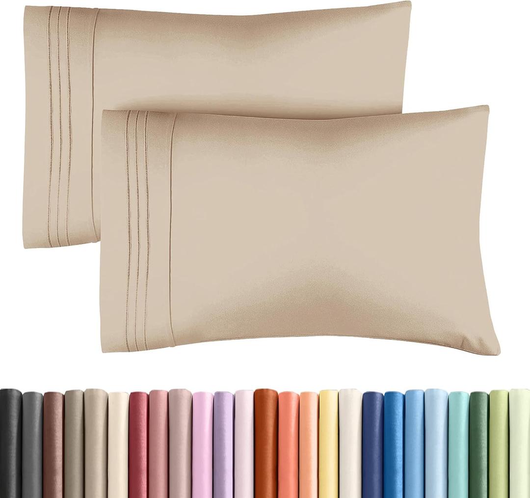King Standard Pillow Cases Set of 2 - Ultra-Soft Hotel Quality Pillowcase Covers - Comfy, Cozy & Fade Free - Wrinkle Resistant - Machine Washable Pillow Protectors - 2 Piece Set - King Standard Cream