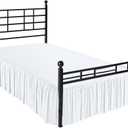 Ruffle Bed Skirt with Split Corners, Microfiber Dust Ruffled for a Perfectly Tailored Bedding Ensemble, Wrinkle and Fade Free, Easy Fit, Queen Size 15 Inch Drop, White