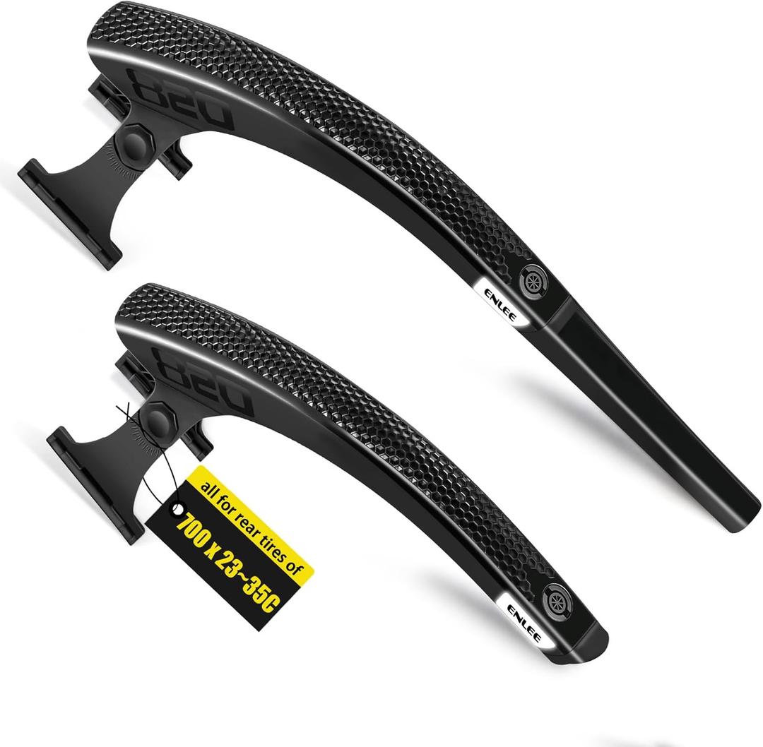 ENLEE 2pcs Rear Wheel Bike Fender - Reflective Road/Gravel/Folding Bicycle Fender, Lightweight Rear Bike Mud Guard, Suitable for Bicycle Tire Width 23-35mm & Disc Brake System