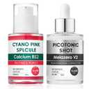 Cyano Pink Spicule Serum + Picotonic Shot Ampoule Duo, Brightening & Hydrating Facial Treatment, with Arbutin, Calcium, Anti-Aging & Glow Boosting Skincare Set for Radiant Skin
