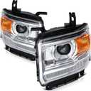 ECCPP Headlight Assembly For GMC Sierra 1500 2014-2018,For GMC Sierra 2500 HD 3500 HD 2015-2019 Driver and Passenger Side (Clear Lens Chrome Housing Amber Reflector)