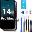 FNKJYND LCD for iPhone 14 Pro Max Screen Replacement 6.7 inch (Model A2651, A2893, A2896, A2895, A2894) 3D Touch Screen Display digitizer Assembly w/Repair Tool kit Waterproof Adhesive Tempered Glass