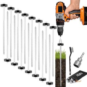 15 Pcs 12" Hex Drillable Tent Stakes, Hex Heavy Duty Metal Ground Pegs, Screw in Camping Spikes, for Garden Canopies Grassland Canopies Awnings Camping Travel (Hex Tool and Storage Bag)