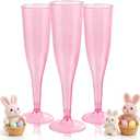 WDF 36 Pack Clear Pink Plastic Champagne Flutes - 7OZ Pink Champagne Flutes Plastic, Champagne Glasses Disposable for Party/Baby Shower/Wedding/Spring/Easter