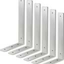 Floating Shelf Bracket Stainless Steel 12 Inch, 6 Pack Heavy Duty Shelf Brackets, Wall Shelf Bracket for DIY Decorative with Mounting Hardware