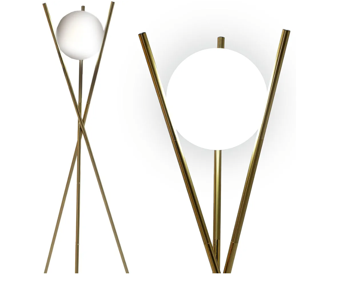 Solstice Modern Frosted Glass Globe Floor Lamp (165cm) Contemporary LED Dimmable Lighting for Bedroom, Living Room, Hotel & Home Office (Gold)