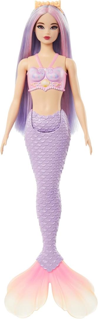 Barbie Mermaid Doll with Pink & Lilac Fantasy Hair & Headband Accessory, Toy with Shell-Inspired Bodice & Lavender Tail