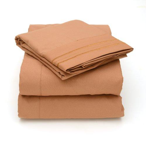 Sweet Home Collection 4 Piece 2000 12 Colors Collection Egyptian Quality Deep Pocket Bed Sheet Set, King, Mocha