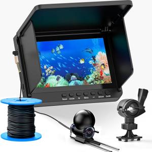 5inch Portable Fish Finder Camera Underwater Fishing Camera, 220 Wide Angle Infrared Night Vision, Host IP65 Waterproof Ice Fishing Camera for Ice, Lake and Boat (B)