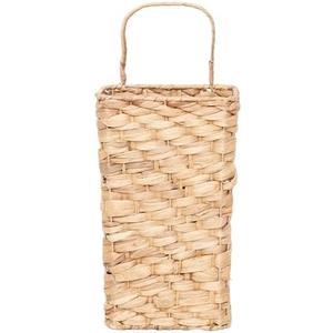 Water Hyacinth Hanging Basket Wall Basket for Organizing Door Decor for Flowers Decorative Baskets with Sticky Hook for Bathroom Dormitory Organizer Natural, 7.9’’X4.7’’X13.4’’ In.