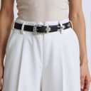 Western-Concho-Cowboy-Belts for Women - PU-Leather Thin Rivet Cowgirl Studded Belt for Jeans(for 29-38''Wasit) (Black)