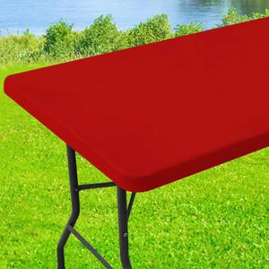 Spandex 4 Foot Rectangle Christmas Table Cloth, Elastic Fitted Tablecloths for Picnic, Stretch Washable Patio Table Cover for Outdoor, Camping, Banquet and Parties (Red, 30"x48")