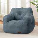 Hobestluk Bean Bag Chair for Adult Small Bean Bag Chairs with Arms Furry Beanbag Chair with Foam Filler Stuffed Bean Bag Sofa for Reading in Bedroom Living Room and Dorms (Blue Grey)