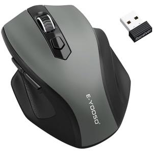 E-YOOSO Wireless Mouse for Laptop, 2.4GHz Computer Mouse 5 Adjustable DPI Office Cordless Mice with USBA Receiver, 6 Buttons, 4000 DPI, Medium to Large Sized Hands Compatible with PC, Laptop, Desktop