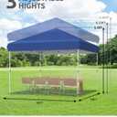 GarveeLife 10x10 Pop Up Canopy with One Button Push Setup - Heavy Duty Outdoor Canopy Tent with Portable Roller Bag - 3 Adjustable Height, 4 Weight Bags, 8 Stakes & 4 Guy Ropes Included, Blue