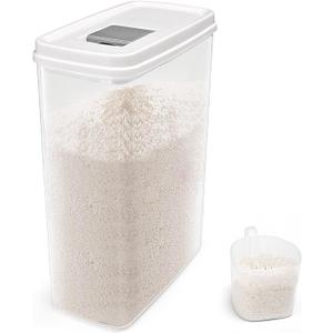 10 Lbs Slim Rice Container - Airtight Food Storage Container with Cup - Food-Grade Plastic Cereal Container Dry Food Dispenser for 7 Lbs Flours, 5 Lbs Dog or Cat Foods - Pantry Organizers and Storage