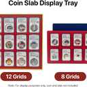 8 Grids Red PET Plant Velvet Coin Display Tray Coin Slab Holder Storage Case for NGC CNGC NPGS PCGS