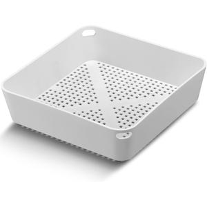Tuanse 2 Pcs 8.5 x 8.5 x 2.5 Inch Floor Sink Drain Covers Commercial Plastic Floor Drain Strainer Plastic Drains Screen Basket Suitable for Commercial Kitchen Restaurant Diner Cafe (White)