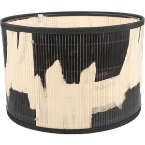 Angoily Woven Pendant Light Bamboo Lamp Shade E27 Vintage Drum Lampshade Shade Decorative Lamp Cover for Chandeliers Floor Light Pendant Table Lamp Woven Lamp Shade (11.79 Inch) (As Shown)