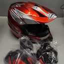 Adult Motocross Dirt Bike Helmet with Goggle, Gloves & Mask - DOT/FMVSS-218 Off-Road Motorcycle & ATV Helmet with Adjustable Sun Visor (Small, New Red Flame)