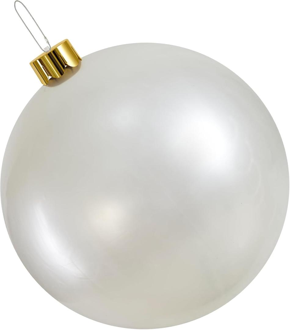 Inflatable Christmas Ornaments,18" 25" Christmas Oversized Ornament,Christmas Ball Decorations Indoor Outdoor, Use as Festive Yard Decoration (White, 25")