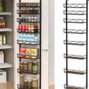 VyGrow Over The Door Pantry Organizer, 8Tier Pantry Door Organizer Shelves | 3 Sizes | Adjustable Basket | Metal Hanging Spice Rack for Kitchen, Pantry, Cabinet, Back of Door Seasoning Rack, Black
