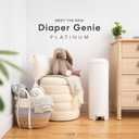 Diaper Genie Platinum Pail (Lily White) is Made in Durable Stainless Steel and Includes 1 Easy Roll Refill with 18 Bags That can Last up to 5 Months.
