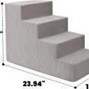 MEWANG Dog Stairs for Small Dogs, Medium Dogs & Old Cats 4-Step Pet Ramp with High-Density Foam for Bed and Couch, Non-Slip Bottom, Washable Cover, Grey (23.9" L x 14.9" W x 18.2" H)