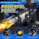 YoPoll WaRiot Automatic Electric Squirt Gun for Adults Kids, Automatic Squirt Gun with 26FT Range, Super Blaster Soaker High Capacity Pistol for Beach Swimming Toy LED Electric Water Gun (1BK) (Black)