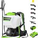 Greenworks 40V Cordless Backpack Sprayer (4 Gallon / 5 Tips / 25 FT Spray) For Weeding, Spraying, and Cleaning, 2.0Ah Battery and Charger Included