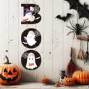 3 x Halloween Door Decorations Halloween Wreath Cute Ghost Decor Boo Sign Bat Spider Web Wooden Front Door Hanger Ghost Hanging Sign Wreath for Wall Indoor Home Decor