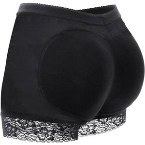 Womens Fake Buttock Briefs Butt Lifter Padded Control Panties Hip Enhancer Underwear Shapewear Boyshort (Large, Black)