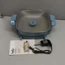 bella Make & Take Electric Skillet, Fits-anywhere kitchenware, EverGood Ceramic Coating, Adjustable Temperature & Dishwasher-Safe Tempered Glass Lid, Cast Aluminum Base, 1200 Watt, Surf