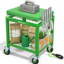 Rolling Garden Cart with Seat, 500 Lbs Garden seat with Wheels, Metal Garden Stools with Wheels for Seniors Lawn, Patio, Backyard Outdoor Use Wheelbarrow 3 in 1