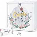 Shintop Wedding Card Box with Lock, White PVC Holder Table Decor for Reception Envelope Money Box Set with Acrylic Window for Bridal & Baby Shower Party Decor