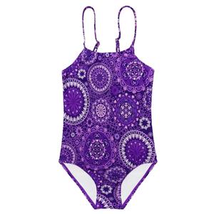 FABUVIEW Girls One Piece Swimsuits Kids Swimming Suit for 5-12 Years, Soft Breathable Quick-Dry Swim Suit,Sun Protection, Adjustable Straps, Stretchy Swimwear