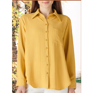 MANAIXUAN Womens Long Sleeve Button Down Shirt Blouse Loose Fit Casual V-Neck Tops S