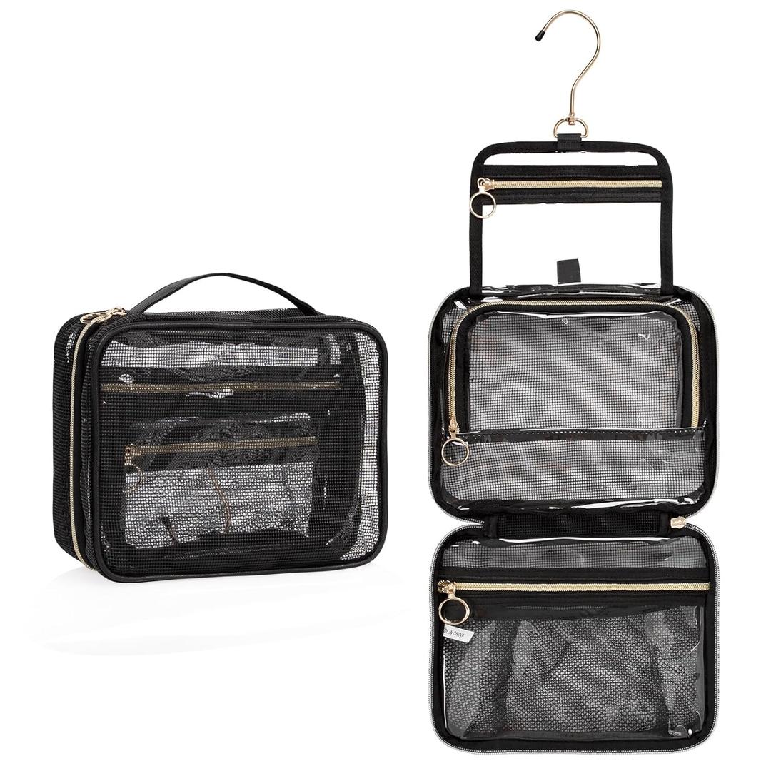 CUBETASTIC Mesh Shower Bag, Hanging Travel Toiletry Bag for Men Women, Portable Quick Dry Shower Organizer Pouch for College Dorm Room Essentials with 3 Compartment (23cm9.05-Inch)