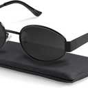 livho 2025 Trendy Oval Sunglasses - Stylish Polarized Shades for Everyday - Retro Metal Frames (Black/Black)
