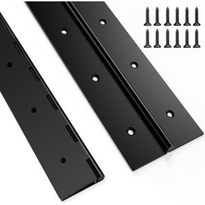 Pack of 2 Heavy Duty Piano Hinge 24 Inch x 2 Inch Open Width, 0.047'' Leaf Thickness Stainless Steel Piano Hinge Continuous Hinge for Folding Furniture, Cabinet, Storage, Heavier Doors and Lids (Black)