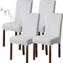 Genina Waterproof Chair Covers for Dining Room Set of 4 Kitchen Chair Covers Parson Dining Chair Slipcover,White