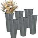 Vensovo Metal Flower Bucket Vase, 15 Inch Tall Trasparent Black Rustic Farmhouse Centerpiece for Spring Home Decor & Wedding, Set of 6
