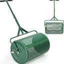 Hiboom 24 Inch Compost Spreader, Peat Moss Spreader, Manure Roller with Adjustable T Shaped Handle, Lightweight Metal Mesh for Lawn Garden Spreading Manure Topsoil (Green) (15.7 x 24 Inch)