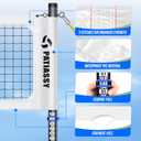 Professional Heavy Duty Volleyball Net Set for Backyard & Beach, Outdoor Net System with Steel Anti-Sag Winch, 32FT Reinforced Net, Height Adjustable Rust-Resistant Aluminum Poles, Portable Carry Bag