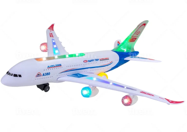 Kidsthrill Airplane Toy with Bump & Go, Flashing Lights & Sounds - For Boys & Girls Age 3-12