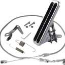 Billet Floor Mount Aluminum Gas Pedal and 36" Stainless Steel Throttle Cable with Bracket Spring Set Hot Rod for Chevy Ford Silver