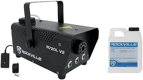 Rockville R720L V2 440W Fog/Smoke Machine, RGB LED Lights, Wireless Timer Remote Controls Fog & LEDs, 0.6L Fluid Included