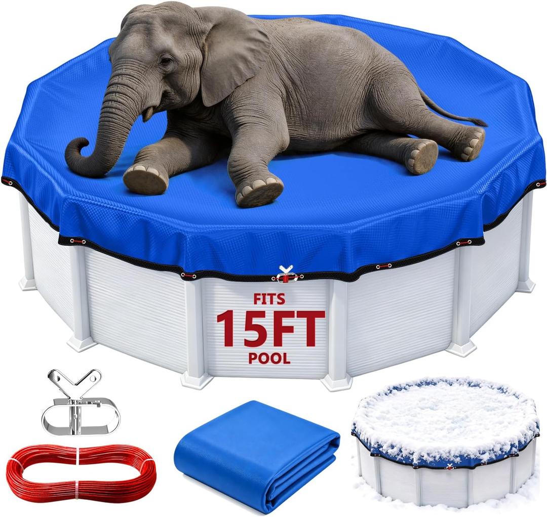 15FT Round Winter Pool Cover Heavy Duty Pool Covers for Above Ground Pools